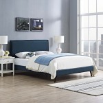 Amaris Queen Fabric Platform Bed with Round Splayed Legs