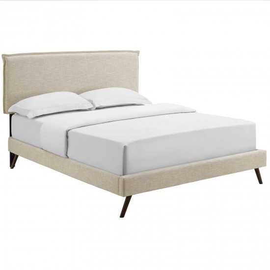 Amaris King Fabric Platform Bed with Round Splayed Legs