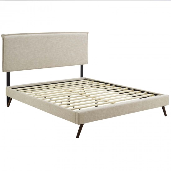 Amaris King Fabric Platform Bed with Round Splayed Legs