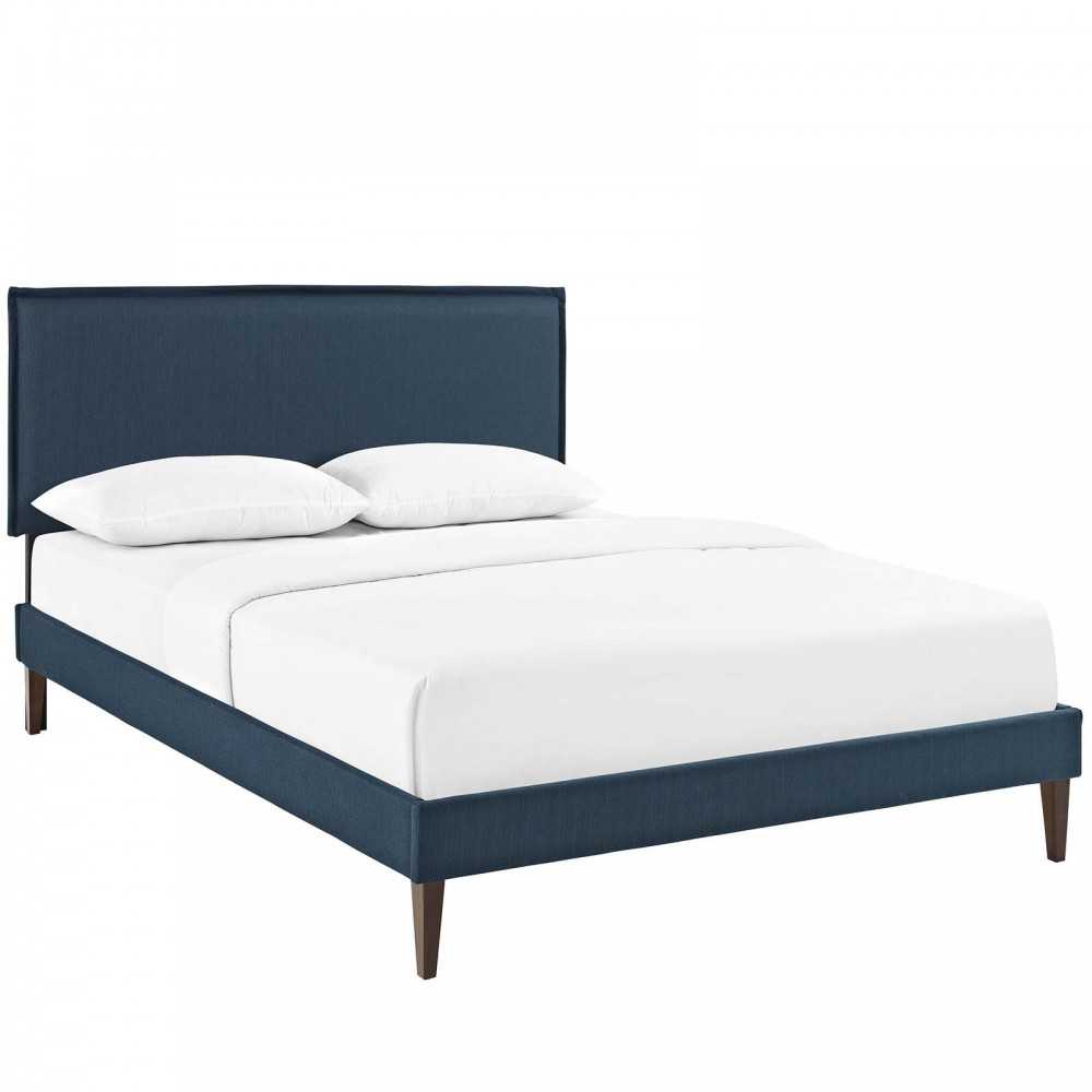 Amaris Queen Fabric Platform Bed with Squared Tapered Legs