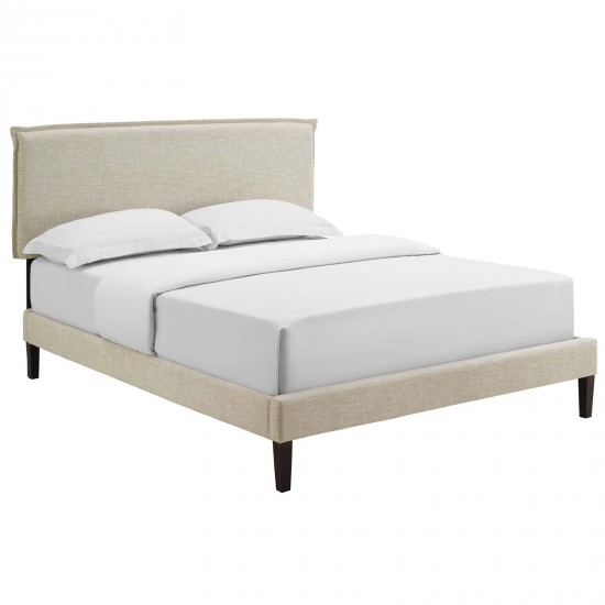 Amaris Queen Fabric Platform Bed with Squared Tapered Legs