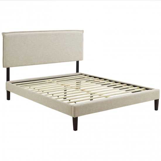 Amaris Queen Fabric Platform Bed with Squared Tapered Legs