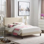 Amaris Queen Fabric Platform Bed with Squared Tapered Legs