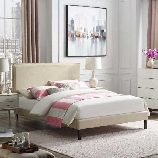 Amaris Queen Fabric Platform Bed with Squared Tapered Legs