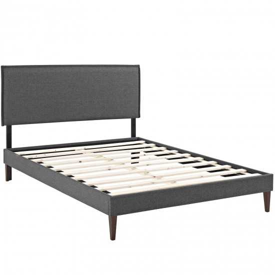 Amaris Queen Fabric Platform Bed with Squared Tapered Legs