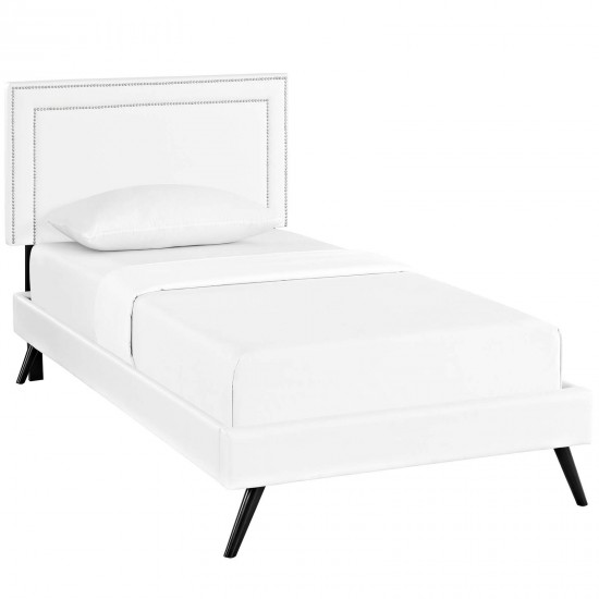 Virginia Twin Vinyl Platform Bed with Round Splayed Legs