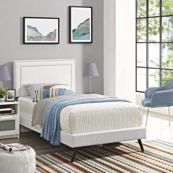 Virginia Twin Vinyl Platform Bed with Round Splayed Legs