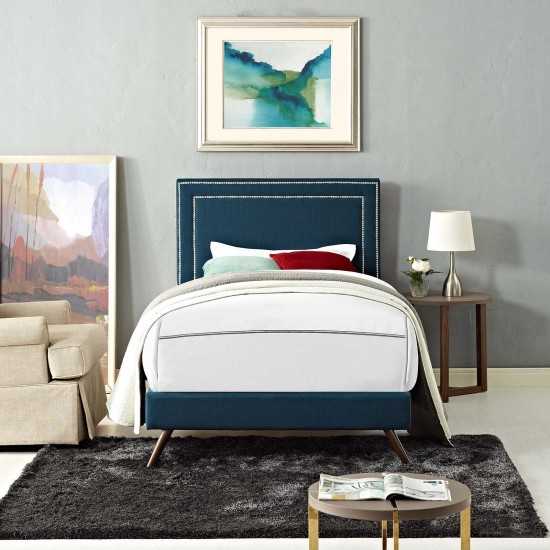 Virginia Twin Fabric Platform Bed with Round Splayed Legs