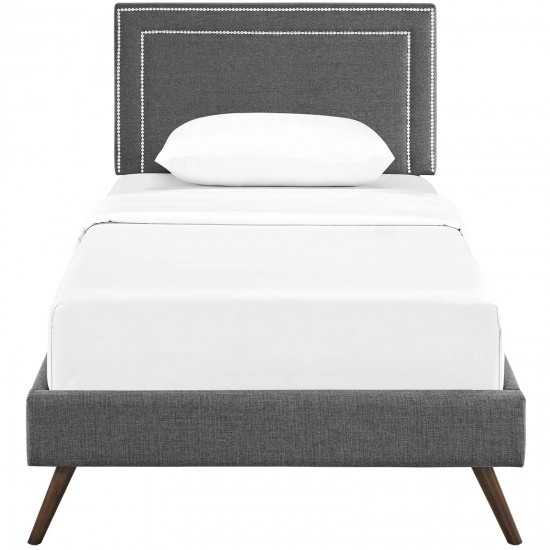 Virginia Twin Fabric Platform Bed with Round Splayed Legs