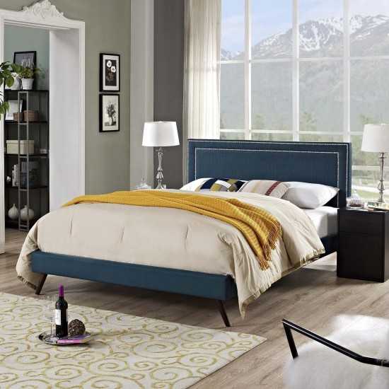 Virginia Full Fabric Platform Bed with Round Splayed Legs