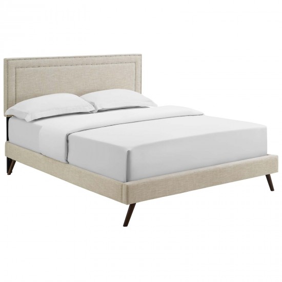 Virginia Full Fabric Platform Bed with Round Splayed Legs