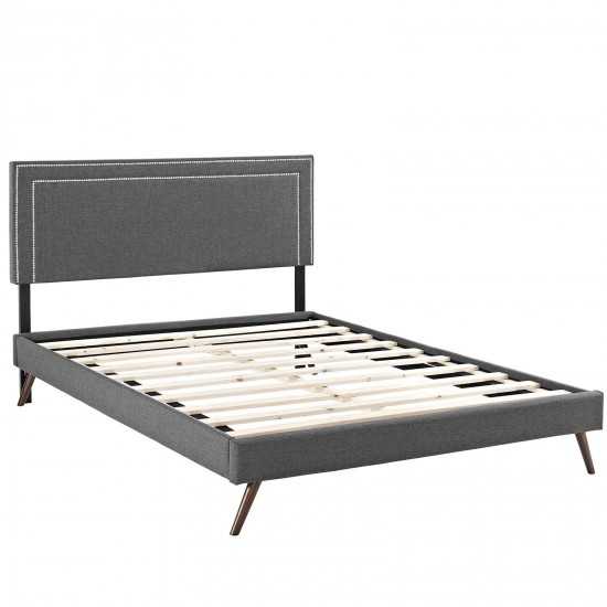 Virginia Full Fabric Platform Bed with Round Splayed Legs