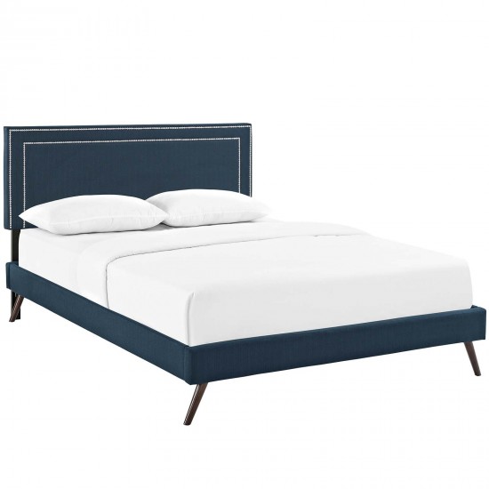 Virginia Queen Fabric Platform Bed with Round Splayed Legs