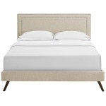 Virginia Queen Fabric Platform Bed with Round Splayed Legs