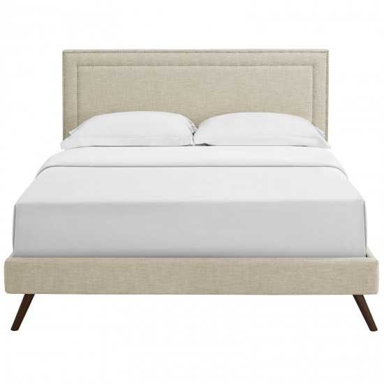 Virginia Queen Fabric Platform Bed with Round Splayed Legs