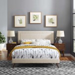 Virginia Queen Fabric Platform Bed with Round Splayed Legs