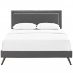 Virginia King Fabric Platform Bed with Round Splayed Legs