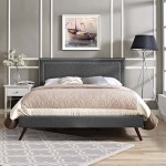 Virginia King Fabric Platform Bed with Round Splayed Legs