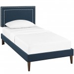 Virginia Twin Fabric Platform Bed with Squared Tapered Legs