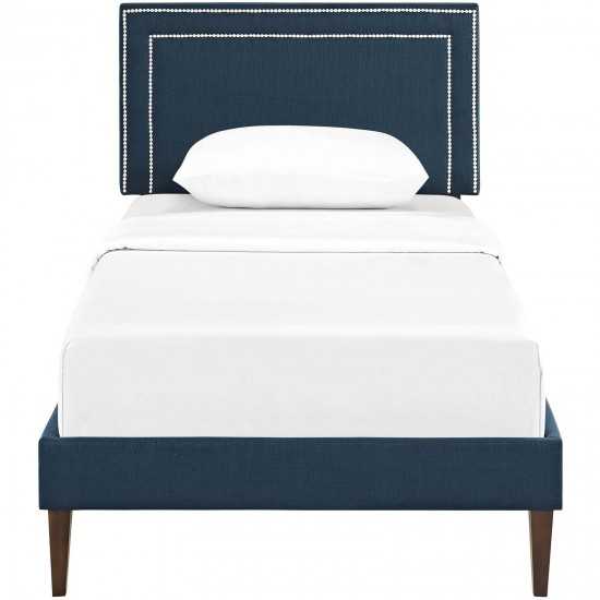 Virginia Twin Fabric Platform Bed with Squared Tapered Legs