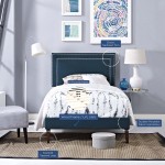 Virginia Twin Fabric Platform Bed with Squared Tapered Legs