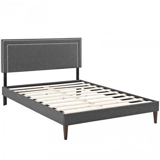 Virginia Full Fabric Platform Bed with Squared Tapered Legs