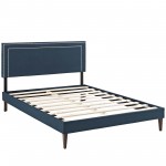 Virginia Queen Fabric Platform Bed with Squared Tapered Legs