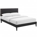 Virginia King Vinyl Platform Bed with Squared Tapered Legs