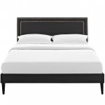 Virginia King Vinyl Platform Bed with Squared Tapered Legs