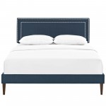 Virginia King Fabric Platform Bed with Squared Tapered Legs