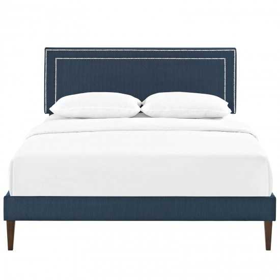 Virginia King Fabric Platform Bed with Squared Tapered Legs