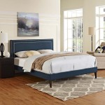 Virginia King Fabric Platform Bed with Squared Tapered Legs
