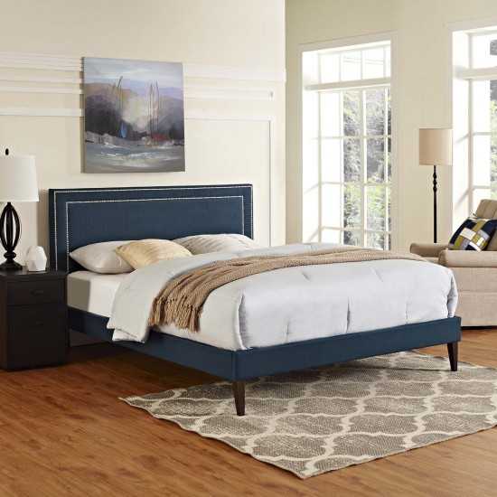 Virginia King Fabric Platform Bed with Squared Tapered Legs