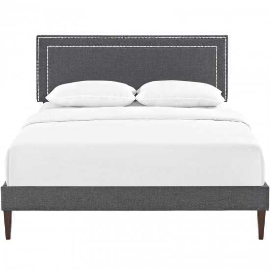 Virginia King Fabric Platform Bed with Squared Tapered Legs