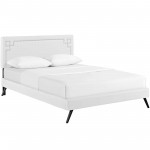 Ruthie Full Vinyl Platform Bed with Round Splayed Legs