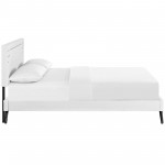 Ruthie Full Vinyl Platform Bed with Round Splayed Legs