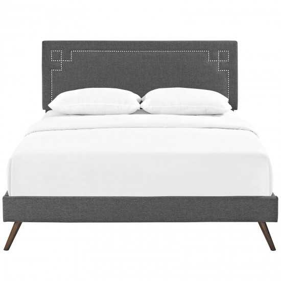 Ruthie Full Fabric Platform Bed with Round Splayed Legs