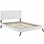 Ruthie Queen Vinyl Platform Bed with Round Splayed Legs