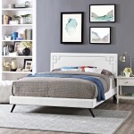 Ruthie Queen Vinyl Platform Bed with Round Splayed Legs