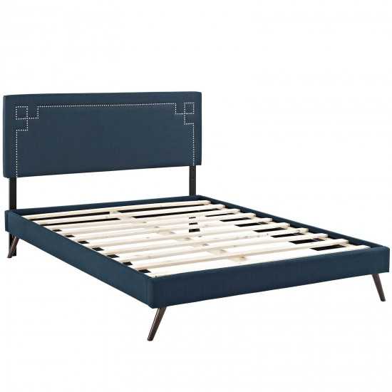 Ruthie King Fabric Platform Bed with Round Splayed Legs