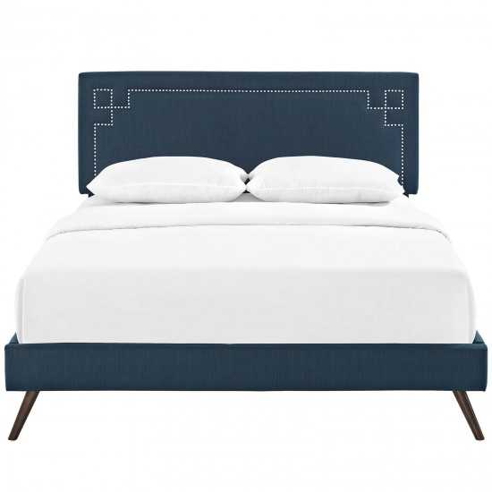 Ruthie King Fabric Platform Bed with Round Splayed Legs