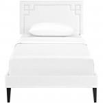 Ruthie Twin Vinyl Platform Bed with Squared Tapered Legs