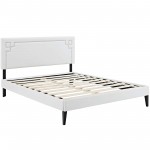 Ruthie Full Vinyl Platform Bed with Squared Tapered Legs