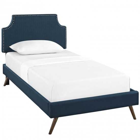 Corene Twin Fabric Platform Bed with Round Splayed Legs