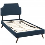 Corene Twin Fabric Platform Bed with Round Splayed Legs