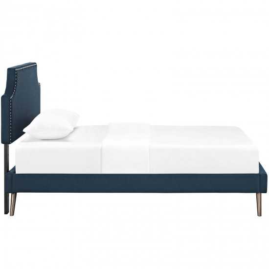 Corene Twin Fabric Platform Bed with Round Splayed Legs