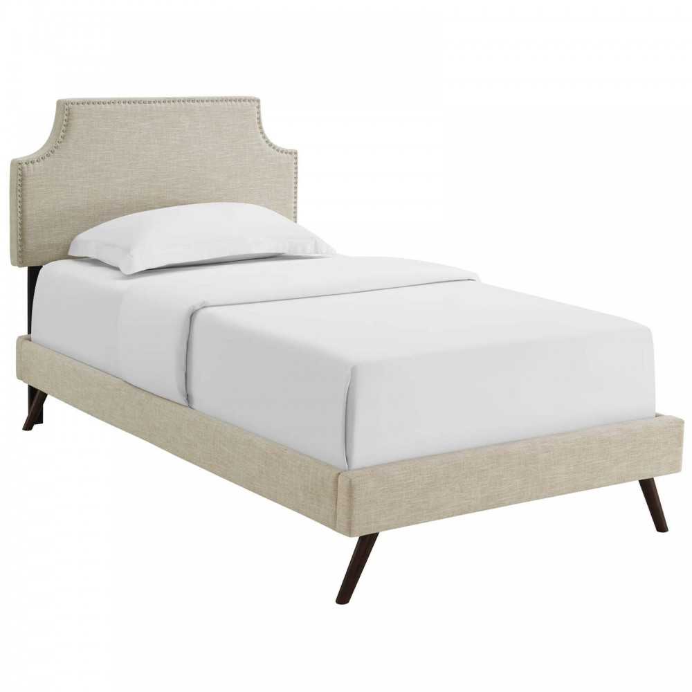 Corene Twin Fabric Platform Bed with Round Splayed Legs