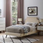 Corene Twin Fabric Platform Bed with Round Splayed Legs