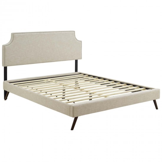 Corene Full Fabric Platform Bed with Round Splayed Legs