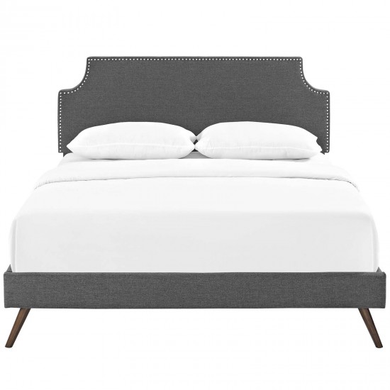 Corene Full Fabric Platform Bed with Round Splayed Legs